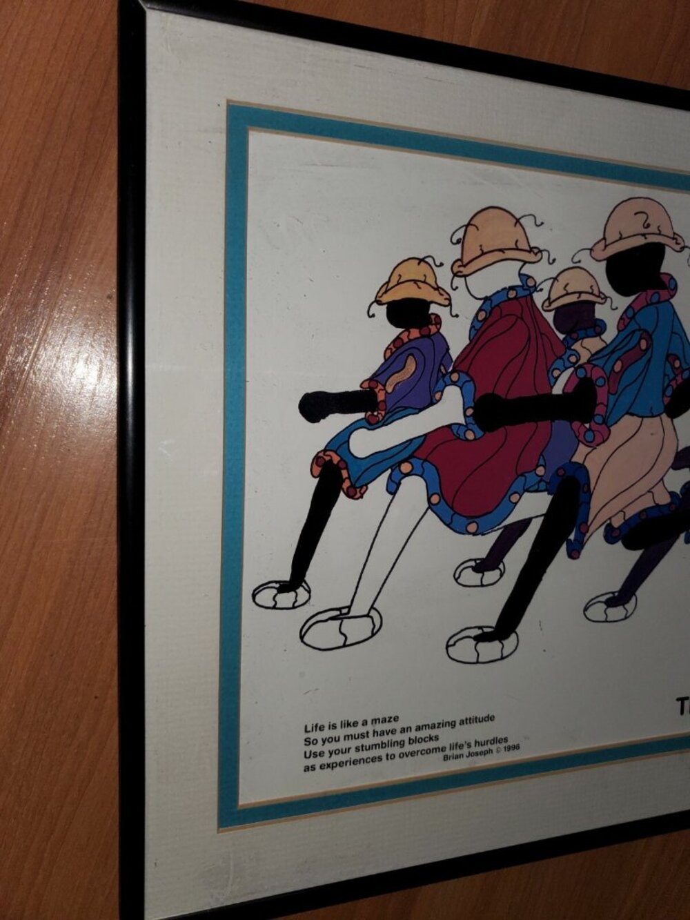 Vintage Art Print Framed Brian Joseph Signed Autographed Lithograph Human Race - Picture 2 of 6